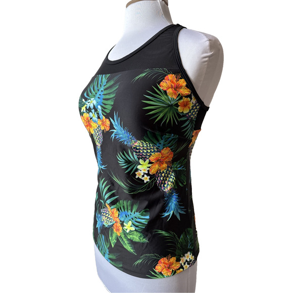 Yonique NWT Women's M Hawaiian Tropical Swim Suit Tankini Built In Bra Racerback - Picture 1 of 12